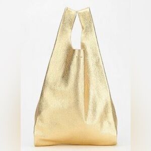 BAGGU leather large Gold Tote Bag